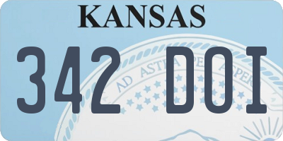 KS license plate 342DOI