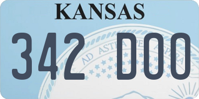 KS license plate 342DOO