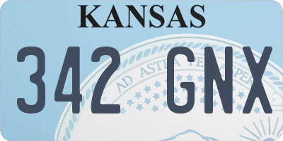 KS license plate 342GNX