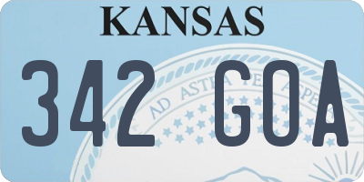 KS license plate 342GOA