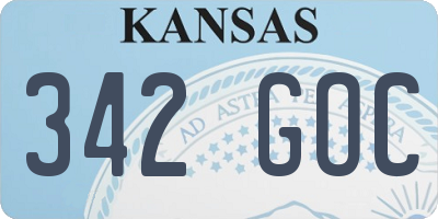 KS license plate 342GOC
