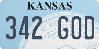 KS license plate 342GOD
