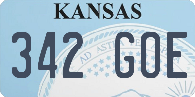 KS license plate 342GOE