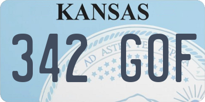 KS license plate 342GOF