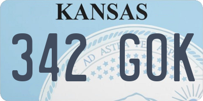 KS license plate 342GOK