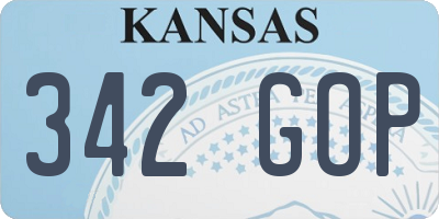KS license plate 342GOP