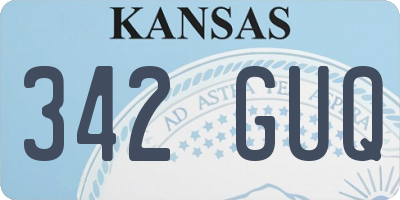 KS license plate 342GUQ