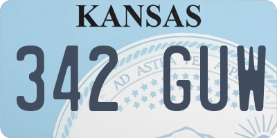 KS license plate 342GUW