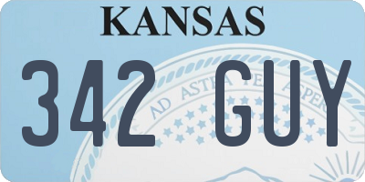 KS license plate 342GUY