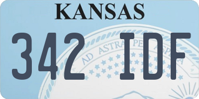 KS license plate 342IDF
