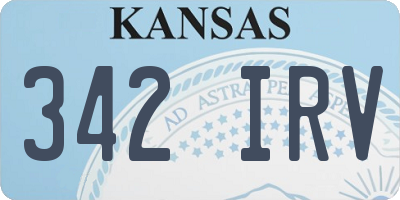 KS license plate 342IRV