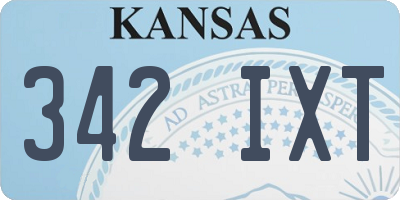 KS license plate 342IXT