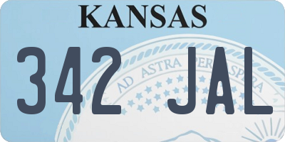 KS license plate 342JAL