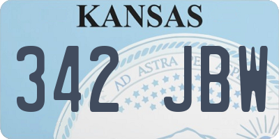 KS license plate 342JBW