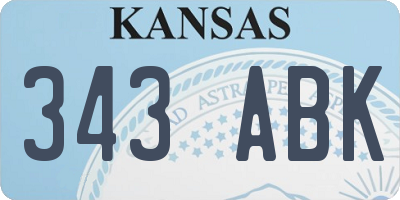 KS license plate 343ABK