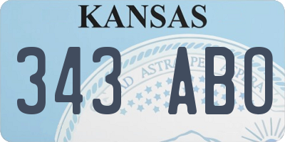 KS license plate 343ABO