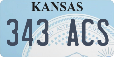 KS license plate 343ACS