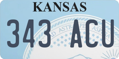 KS license plate 343ACU