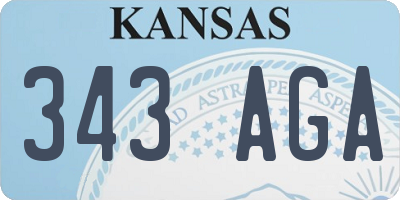 KS license plate 343AGA