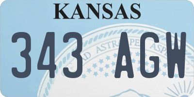 KS license plate 343AGW