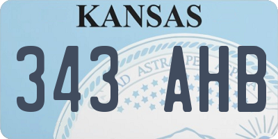 KS license plate 343AHB