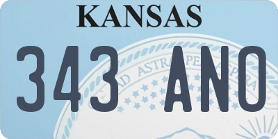 KS license plate 343ANO