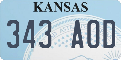KS license plate 343AOD