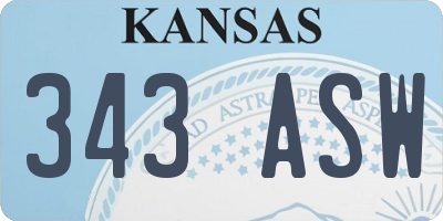 KS license plate 343ASW
