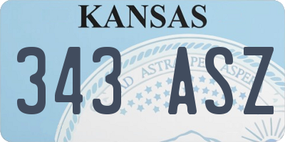 KS license plate 343ASZ