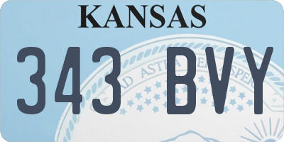 KS license plate 343BVY