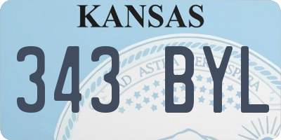 KS license plate 343BYL