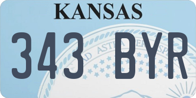 KS license plate 343BYR