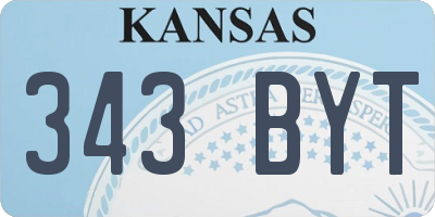 KS license plate 343BYT