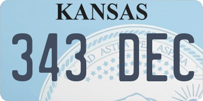 KS license plate 343DEC