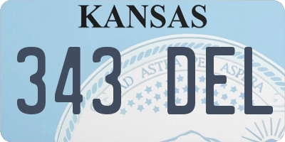 KS license plate 343DEL