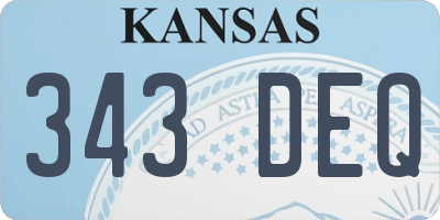 KS license plate 343DEQ