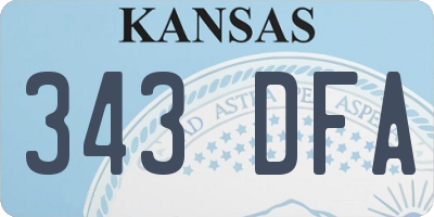 KS license plate 343DFA
