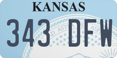 KS license plate 343DFW