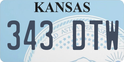 KS license plate 343DTW