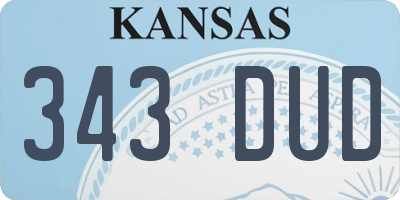 KS license plate 343DUD