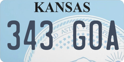 KS license plate 343GOA