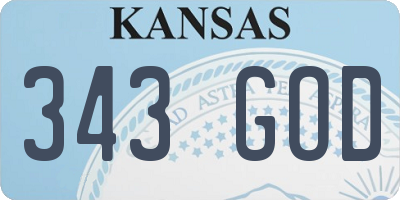 KS license plate 343GOD