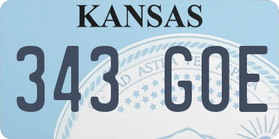 KS license plate 343GOE