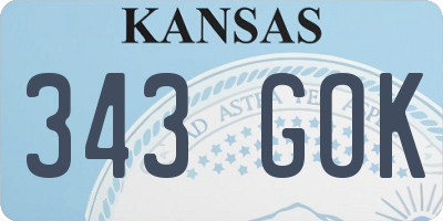 KS license plate 343GOK