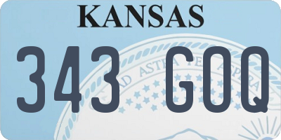 KS license plate 343GOQ