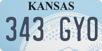 KS license plate 343GYO