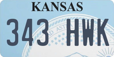 KS license plate 343HWK