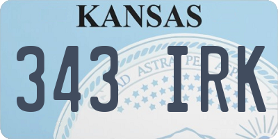KS license plate 343IRK