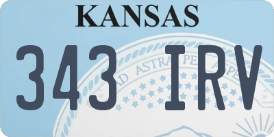 KS license plate 343IRV