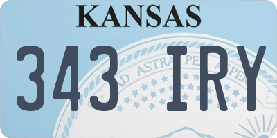 KS license plate 343IRY